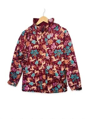 Burton DryRide Hooded Shell Jacket Cute Forest Animal Print Fall Winter 14/16 L